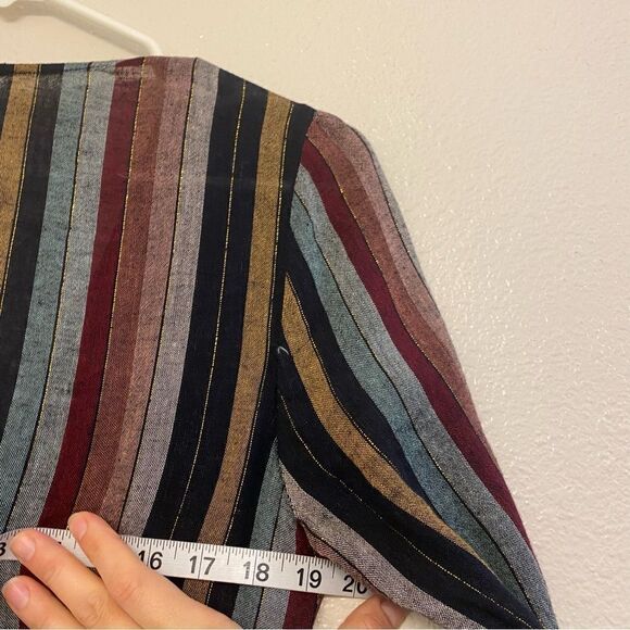 Rails Lola preppy minimalist striped v neck wrap dress linen coastal S - Picture 12 of 12